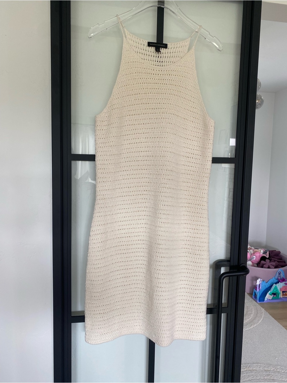 Banana Republic ivory crotchet Knit Halter Mini beach summer Dress